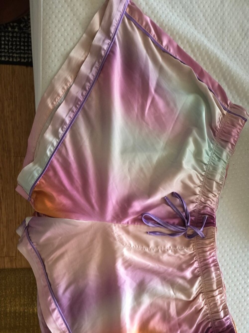 Parade Pink multi-color silky pajama shorts Large with drawstring